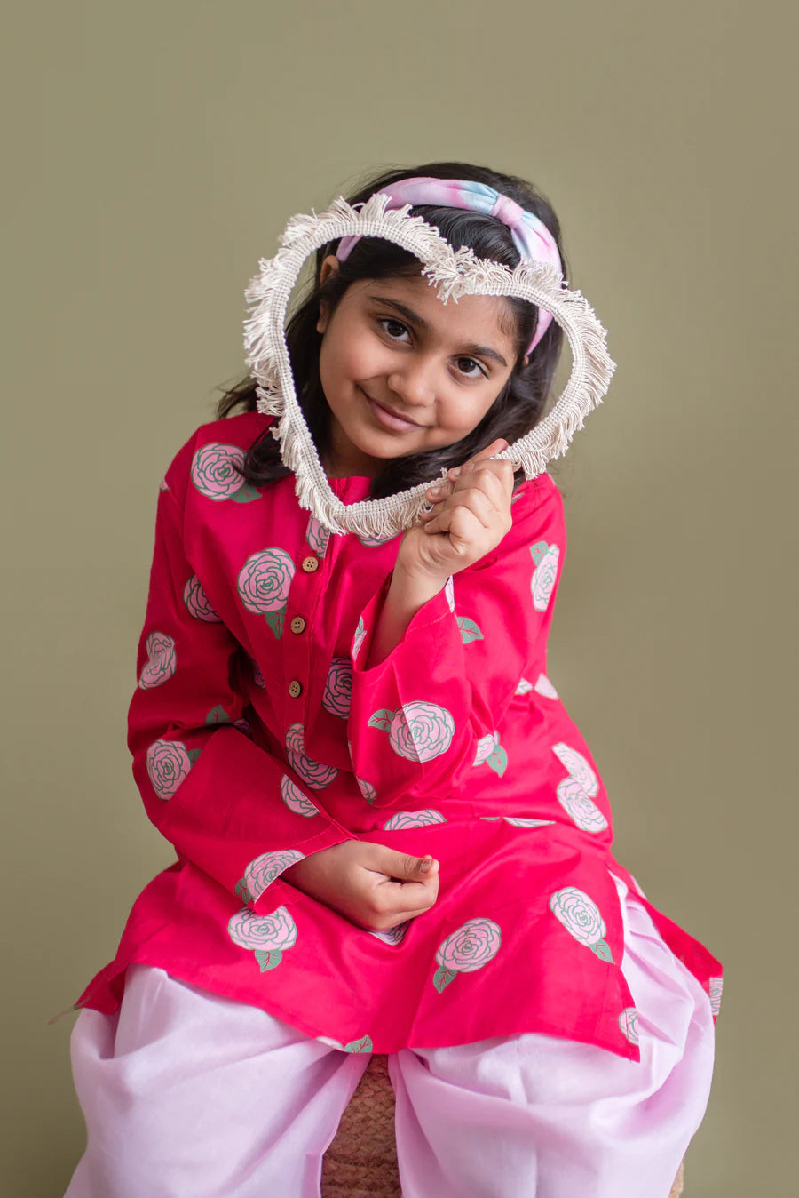 Blooming Red Ethnic Kurta Payjama for girls