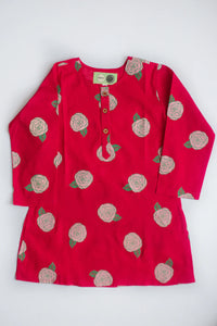 Blooming Red Ethnic Kurta Payjama for girls