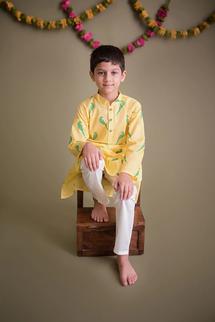 Tiya - A Parrot Red Kurta Payjama for Boys