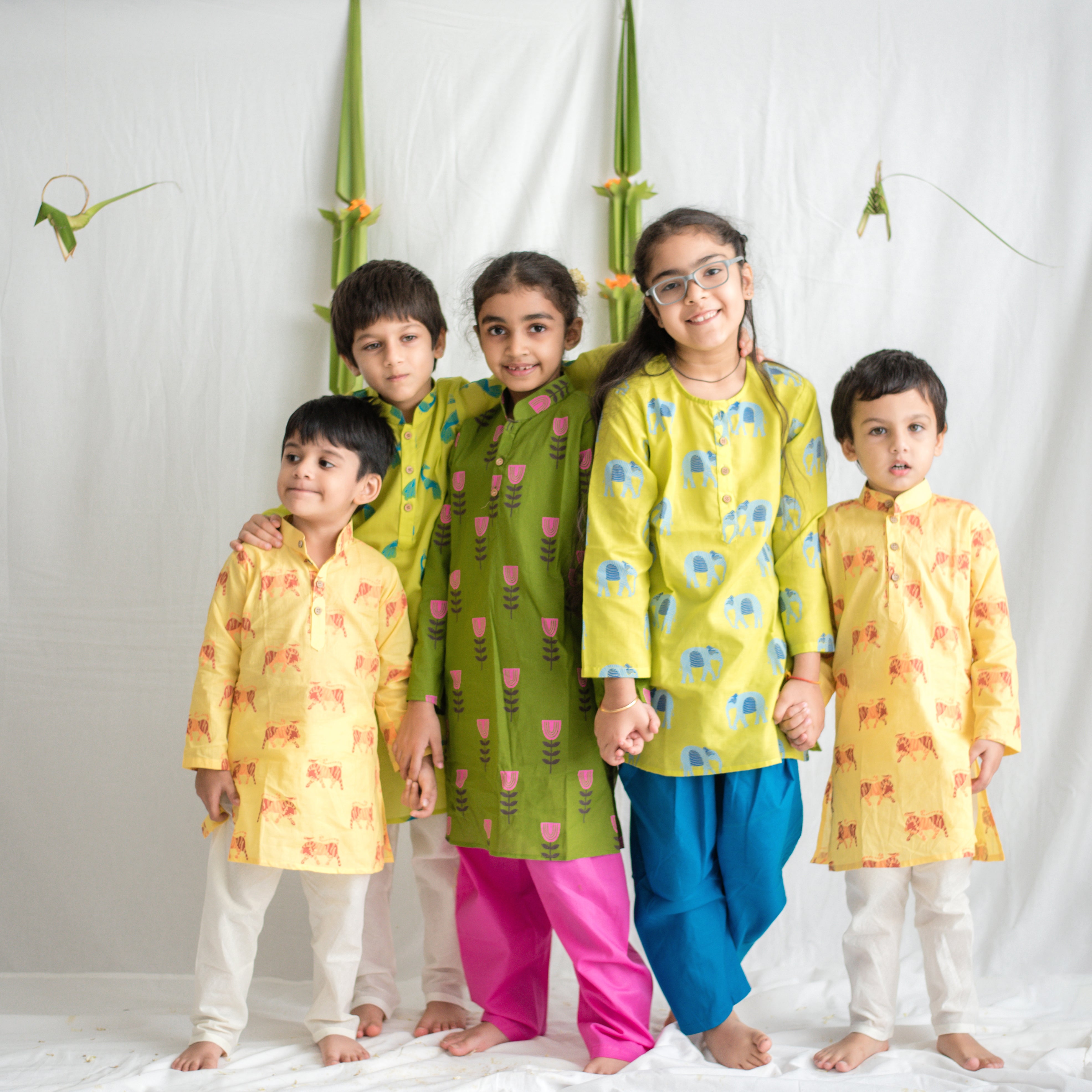 Tiya - A Parrot Red Kurta Payjama for Boys