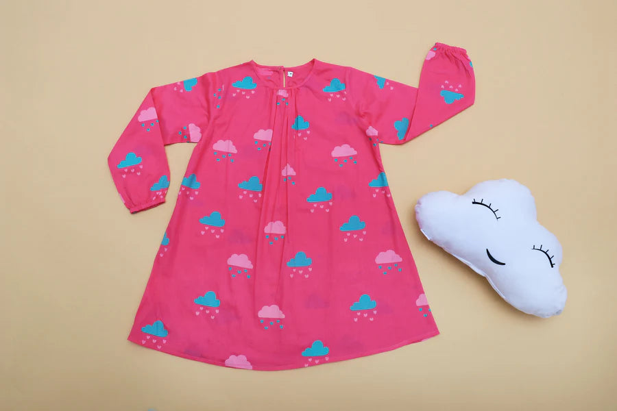 Little Clouds Pink Nightie for girls