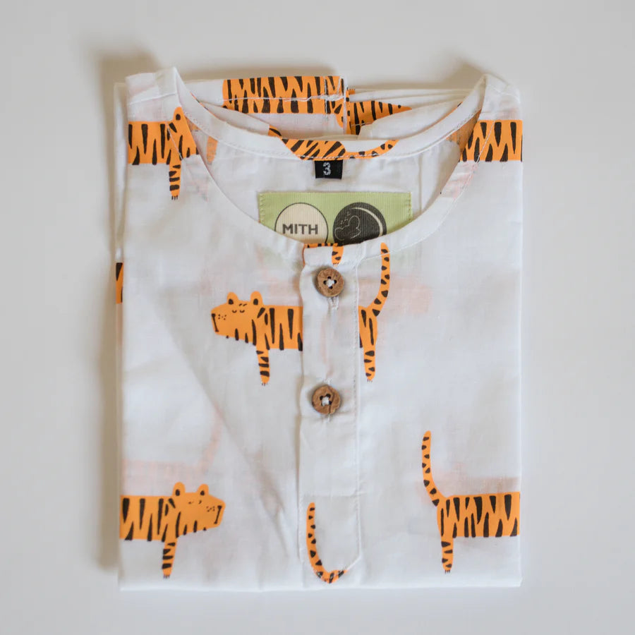 Augustus Tiger-White Night Dress for kids