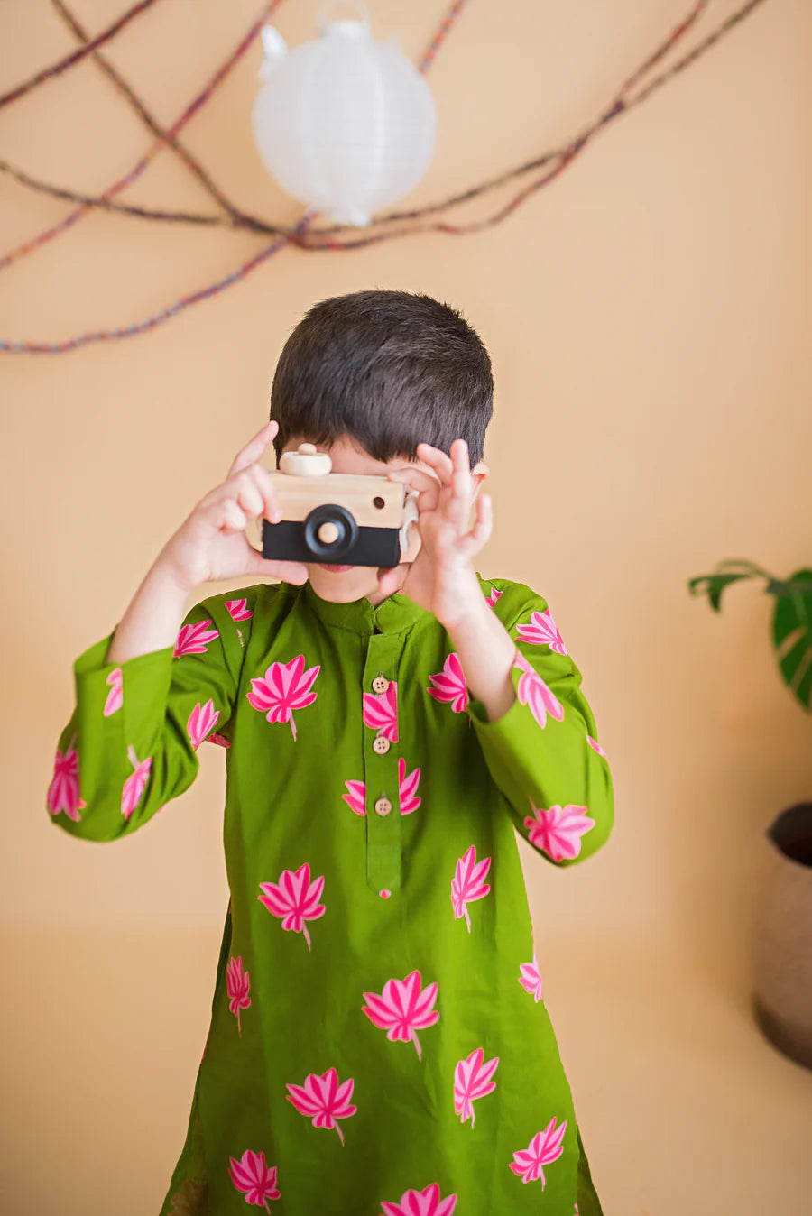 Lotus Blooms Ethnic Kurta Payjama for Boys - Green