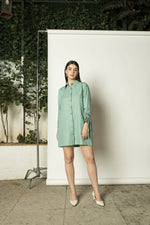 Load image into Gallery viewer, Ruched Sleeves Shirt Dress
