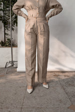 Load image into Gallery viewer, OATMEAL TAILORED PLEATED PANTS
