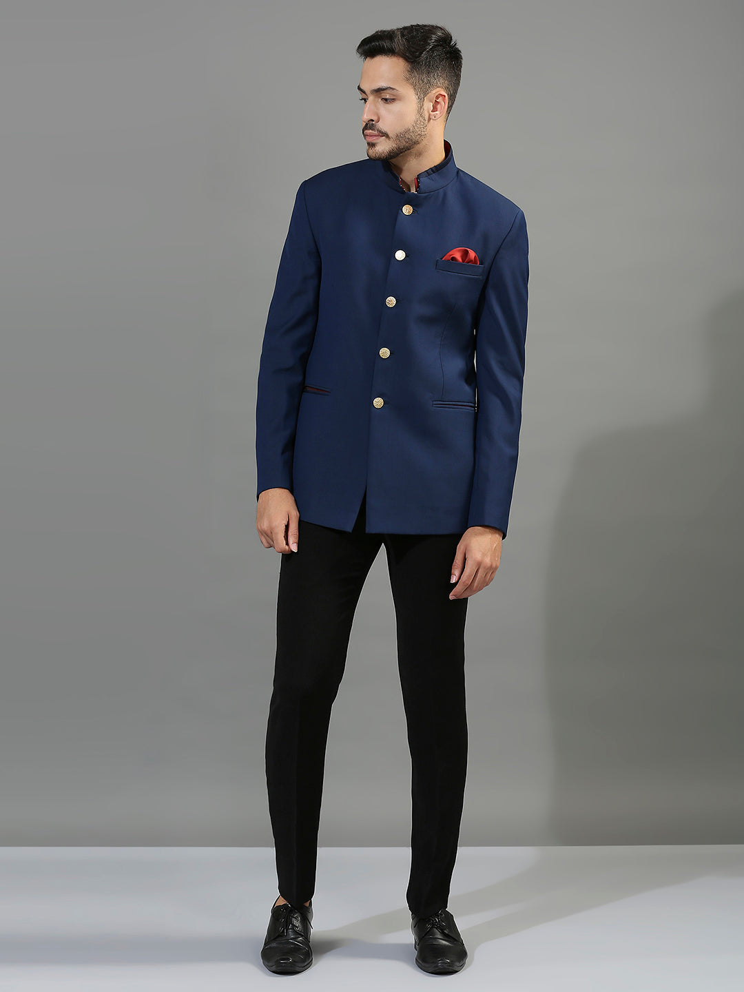 Navy Blue Bandhgala Set