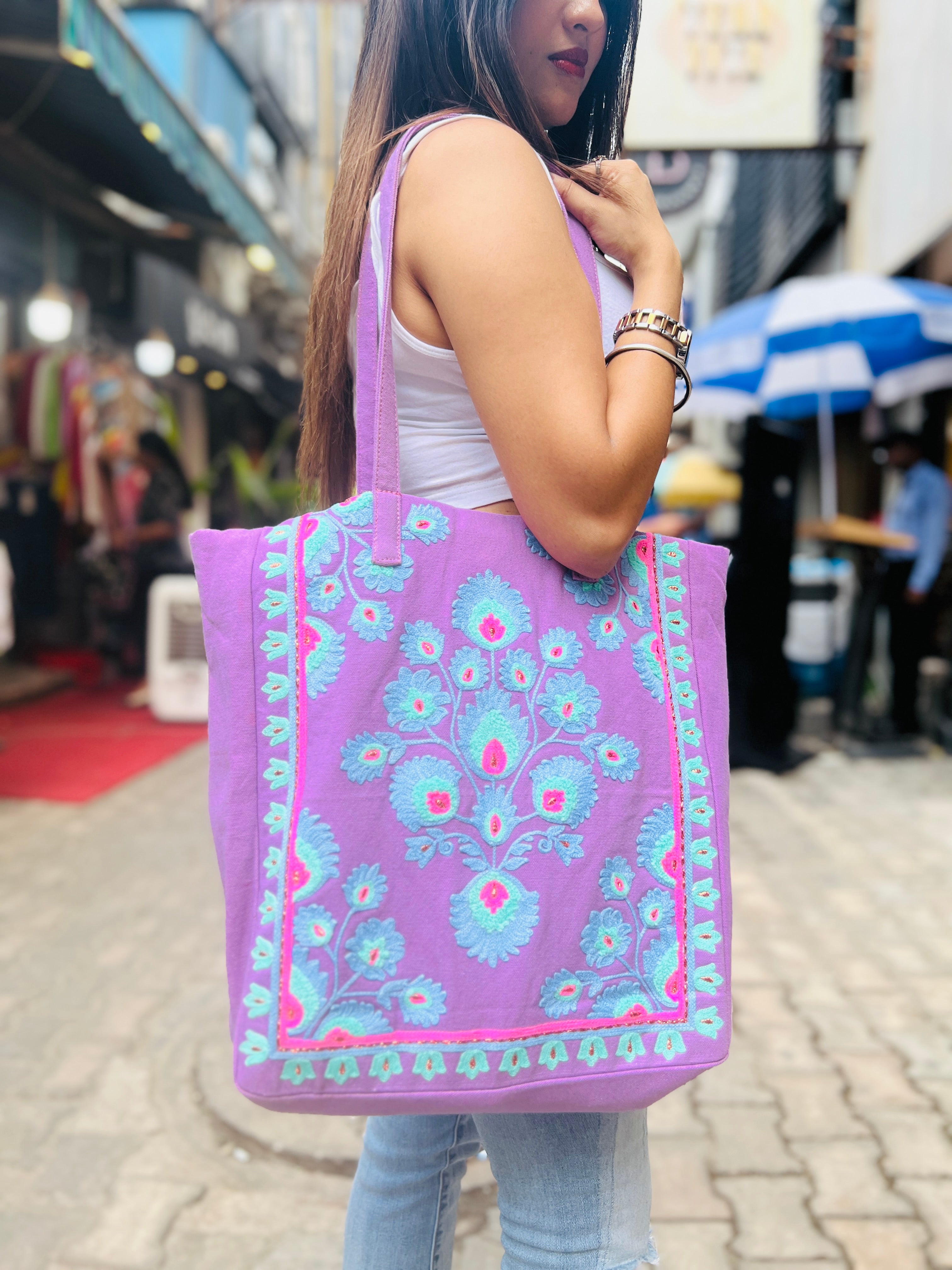 RANIA PURPLE TOTE BAG