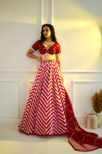 Load image into Gallery viewer, MYRAH Pink Chevron Lehenga
