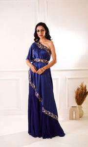 SEHAR  Navy Amber Cape and Sharara