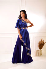 Load image into Gallery viewer, SEHAR  Navy Amber Cape and Sharara
