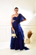 Load image into Gallery viewer, NIKASHA  Navy ruffle Sree
