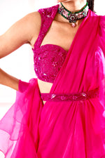 Load image into Gallery viewer, ROSIE Pink Ruffle Saree
