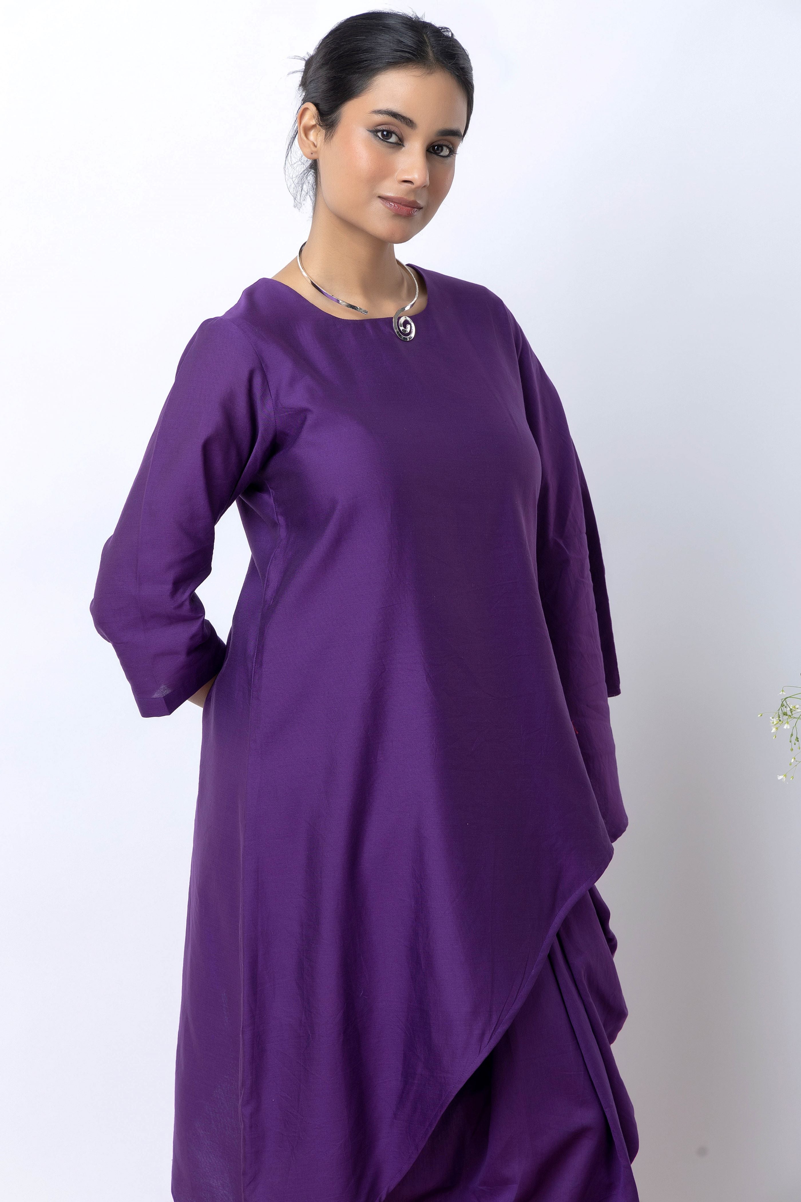 Purple chanderi skirt set