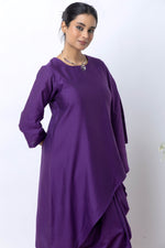 Load image into Gallery viewer, Purple chanderi skirt set
