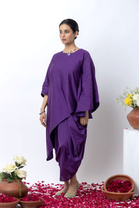 Purple chanderi skirt set