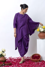 Load image into Gallery viewer, Purple chanderi skirt set
