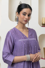 Load image into Gallery viewer, MAUVE MIRROR WORK KURTA SET
