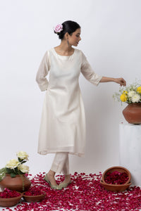 OFF WHITE HAND EMBROIDERED KURTA SET