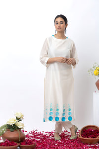 OFF WHITE HAND EMBROIDERED KURTA SET