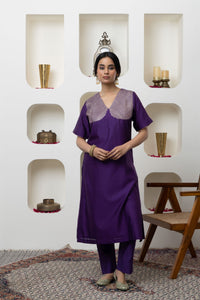 PURPLE CHANDERI GOTA WORK KURTA SET