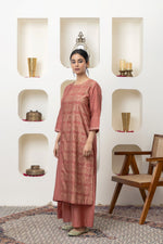 Load image into Gallery viewer, RUST HAND BLOCK PRINTED KURTA SET
