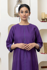 PURPLE CHANDERI KURTA SET