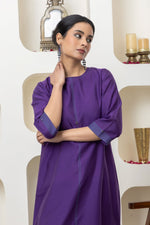 Load image into Gallery viewer, PURPLE CHANDERI KURTA SET
