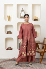 Load image into Gallery viewer, RUST CHANDERI KURTA SET
