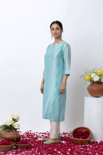 Load image into Gallery viewer, LIGHT BLUE CHANDERI KURTA SET
