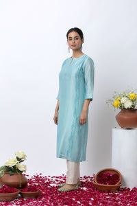 LIGHT BLUE CHANDERI KURTA SET