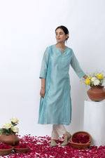 Load image into Gallery viewer, LIGHT BLUE CHANDERI KURTA SET
