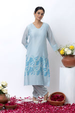 Load image into Gallery viewer, SKY BLUE BLOCK PRINTED KURTA SET
