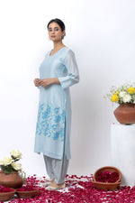 Load image into Gallery viewer, SKY BLUE BLOCK PRINTED KURTA SET
