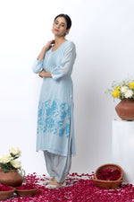 Load image into Gallery viewer, SKY BLUE BLOCK PRINTED KURTA SET
