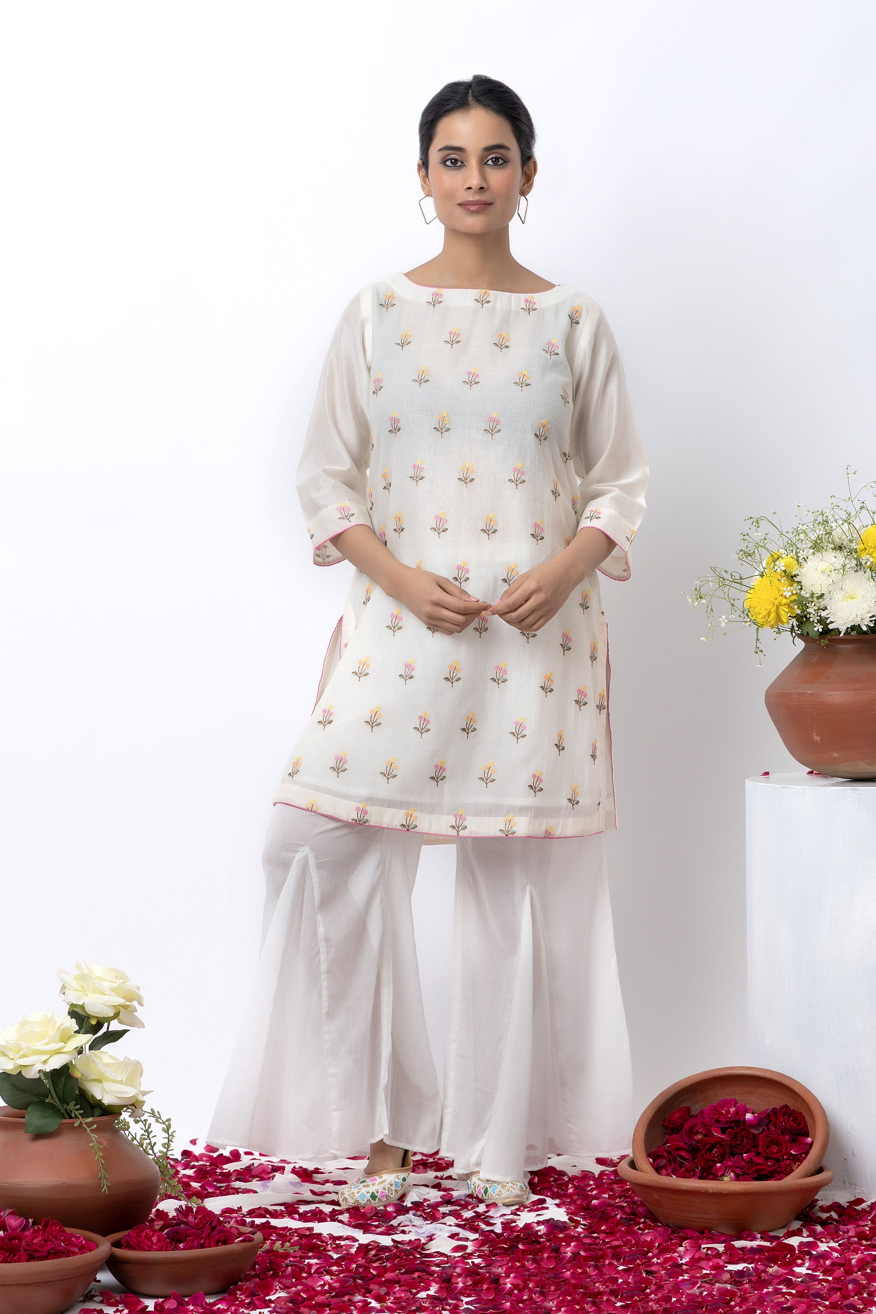 Embroidered chanderi sharara set