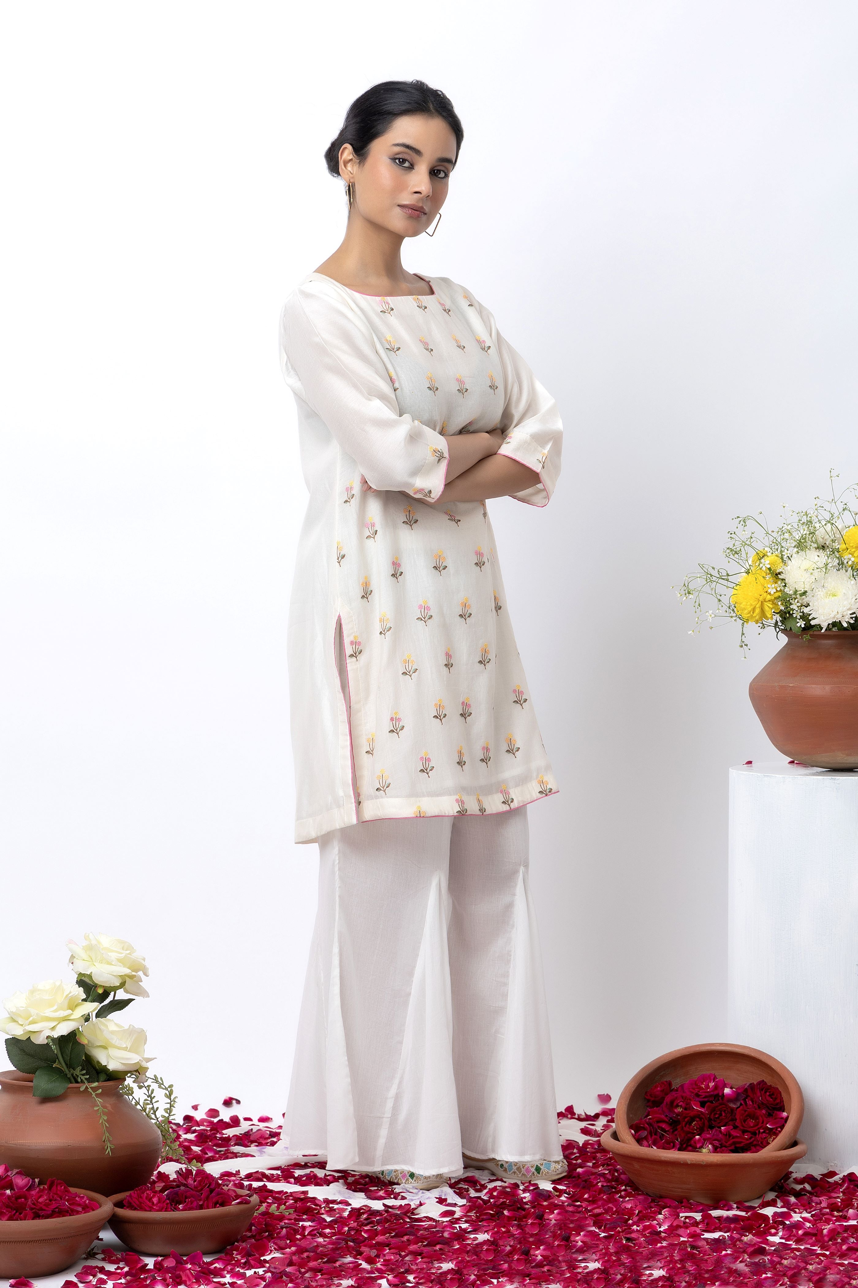 Embroidered chanderi sharara set