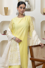 Load image into Gallery viewer, YELLOW MIRROR WORK KURTA SET
