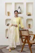 Load image into Gallery viewer, YELLOW MIRROR WORK KURTA SET
