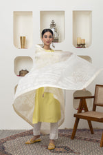 Load image into Gallery viewer, YELLOW MIRROR WORK KURTA SET
