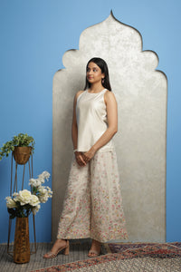 OFF WHITE CHANDERI EMBROIDERED PALLAZO SET