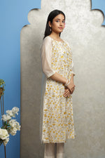 Load image into Gallery viewer, EMBROIDERED CHANDERI KURTA WITH CHANDERI PANTS
