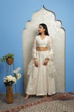 Load image into Gallery viewer, OFF WHITE EMBROIDERED LEHENGA SET
