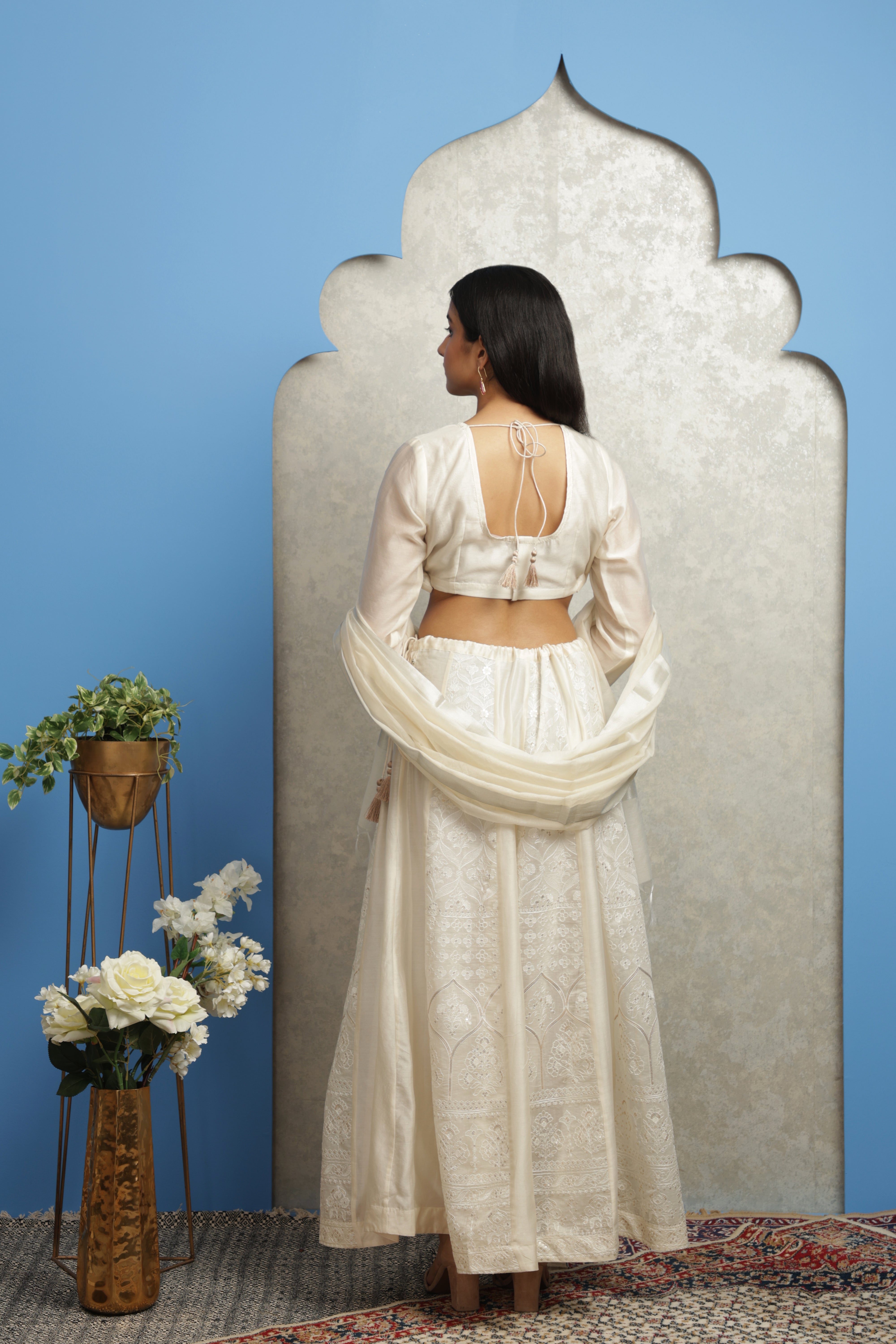 OFF WHITE EMBROIDERED LEHENGA SET