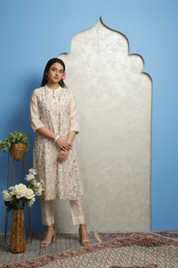 OFF WHITE EMBROIDERED KURTA