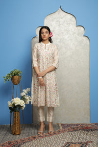 OFF WHITE EMBROIDERED KURTA