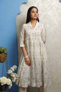 OFF WHITE CHANDERI ANARKALI