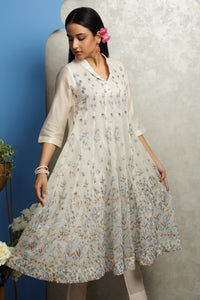 OFF WHITE CHANDERI ANARKALI