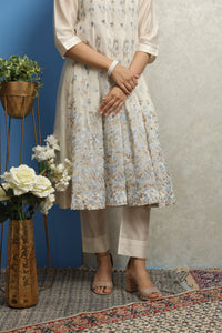 OFF WHITE CHANDERI ANARKALI