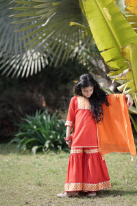 Red Sharara Set