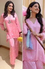 Load image into Gallery viewer, Pink Bandhani Modal Satin Short Kurta-Pant (Set Of 2)
